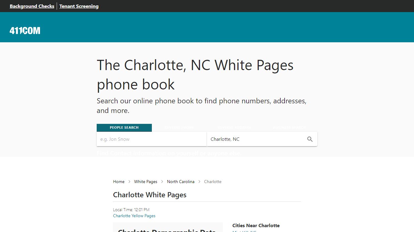 Charlotte White Pages - Phone Books in North Carolina (NC) | 411